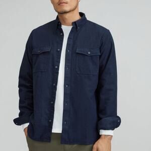 NEW Everlane Men's Sz M The Brushed Flannel Long-Sleeve Button Down Shirt Navy